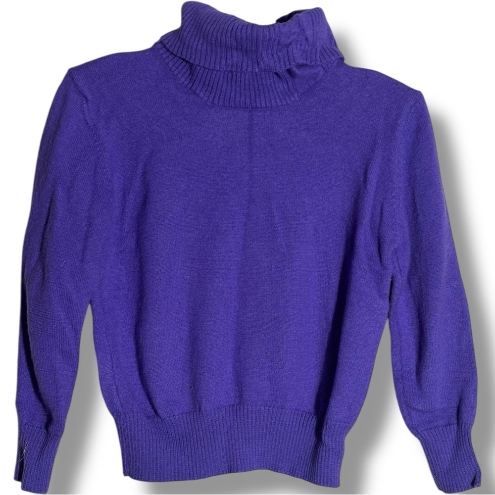 Bogner Vintage Cozy Vibrant Purple Turtleneck Long Sleeve Relaxed Fit Sweater - Picture 13 of 16